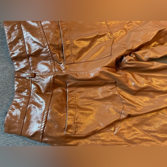 Vinyl Straight Leg V Waistband Pants - Picture 4 of 7